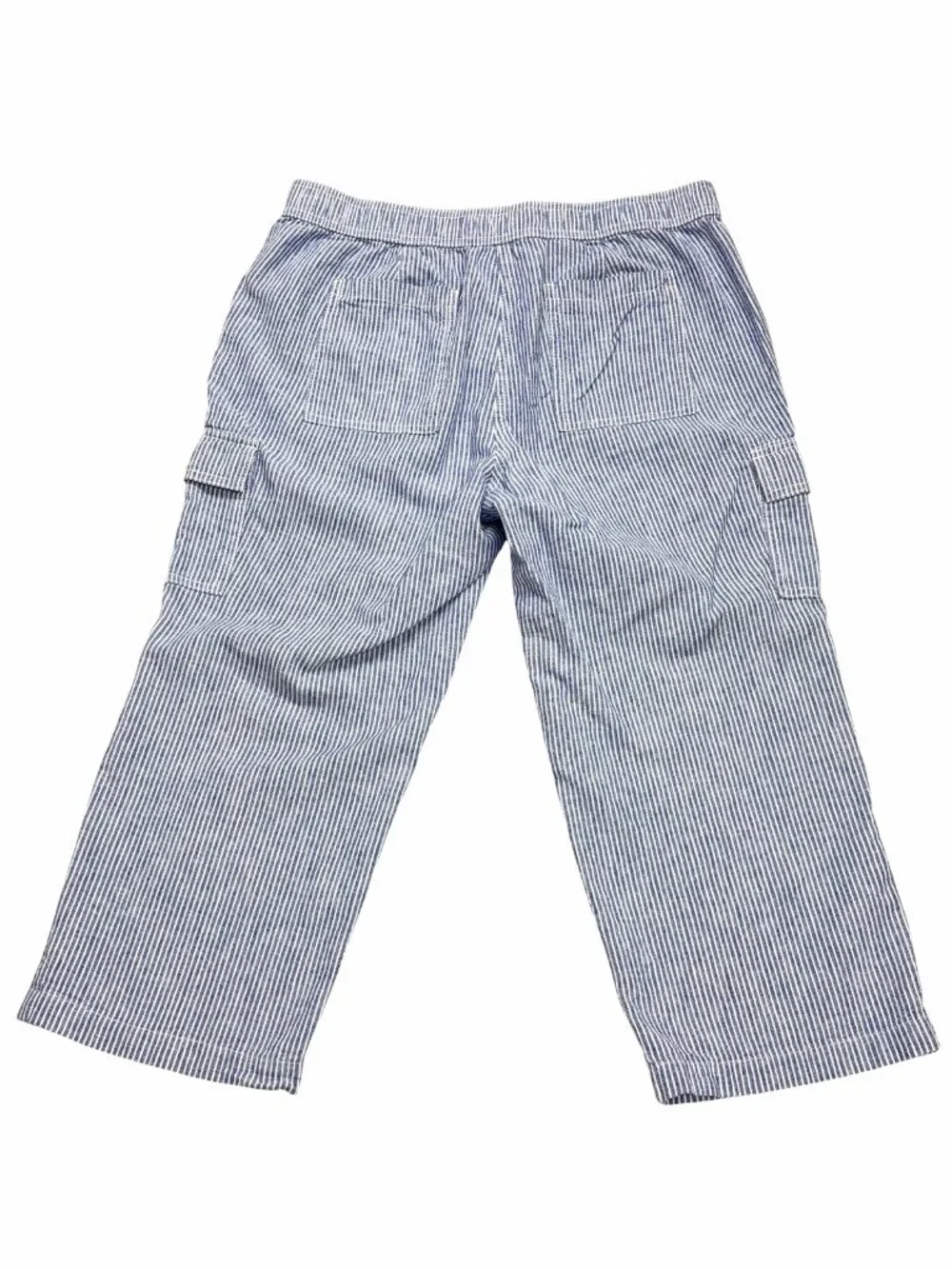 Talbots Blue White Railroad‎ Striped Cargo Crop Pants